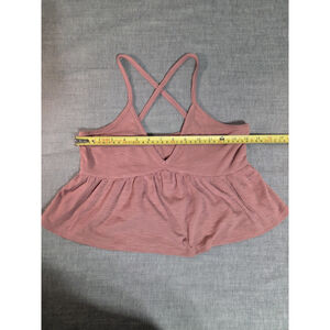 Garage Pink Ribbed Crop Tank Top TP/XS Cross Back Oversized Wimsy